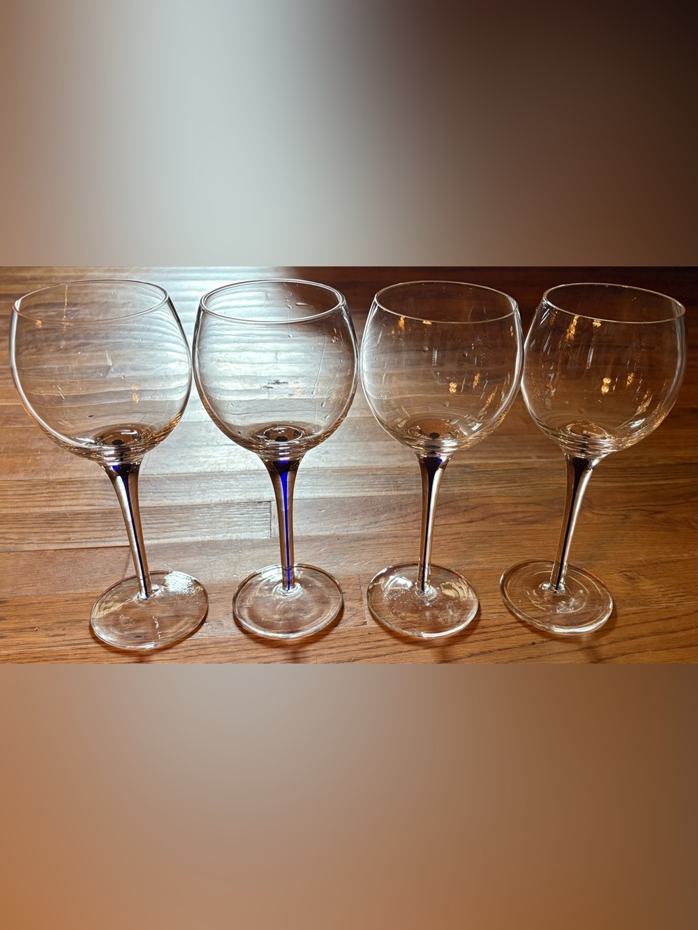 ORREFORS Intermezzo Blue Bouquet Wine Glass Vintage Blue Tear Drop Wine, Set of